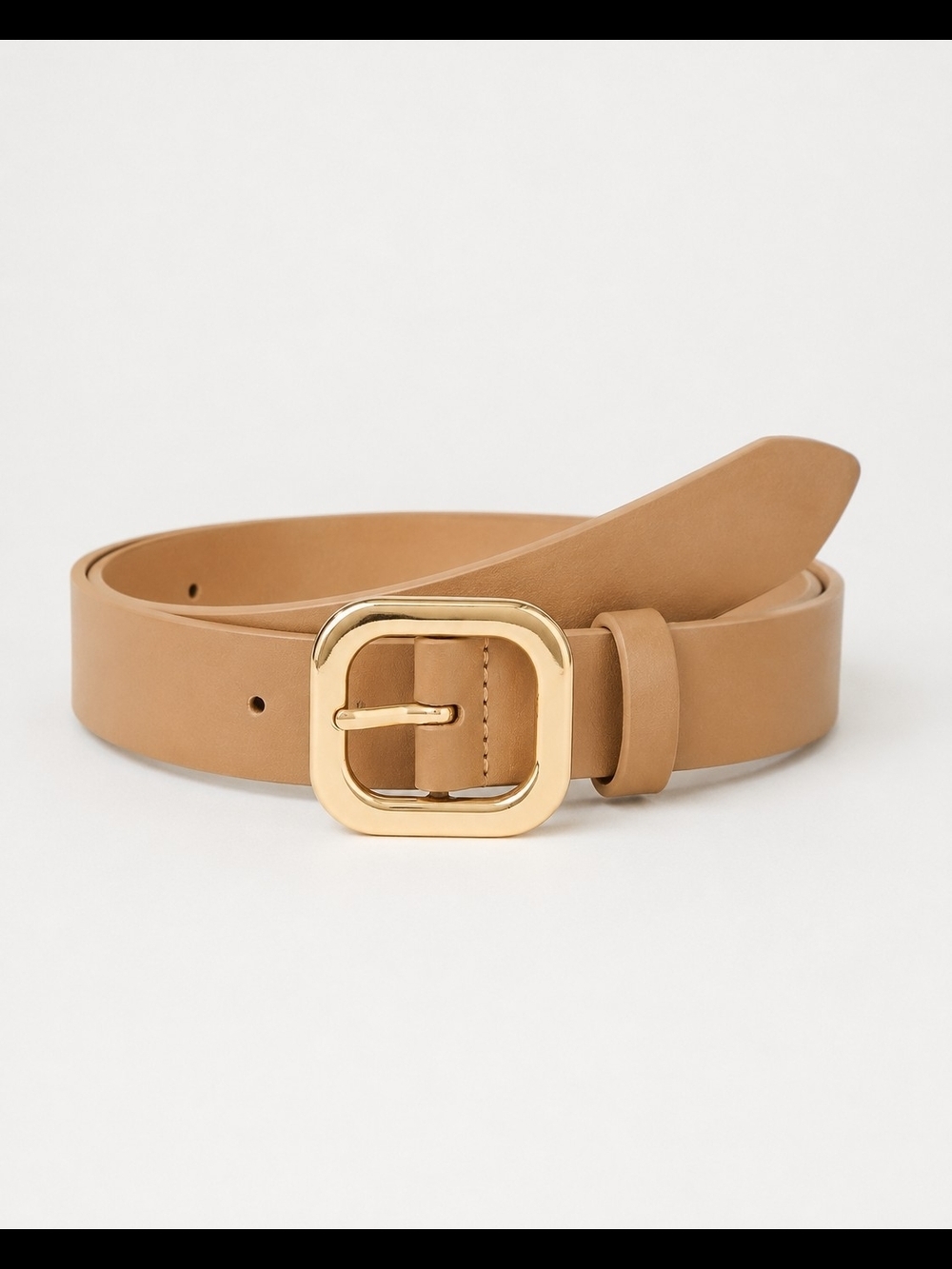 Women's Tan Leather Belt with Gold Buckle